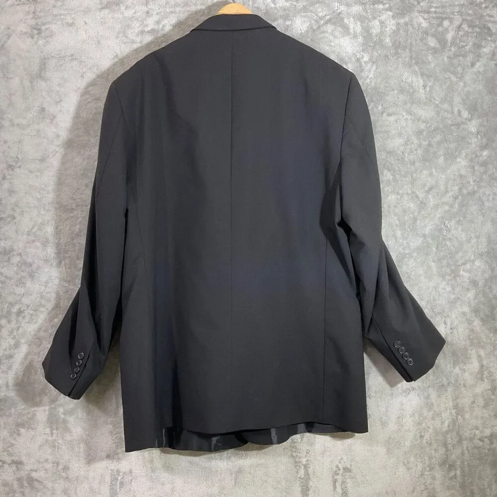 Gianco Polo  Blazer Mens 48L Super 140s Wool Suit Jacket Only Black 3 Button
